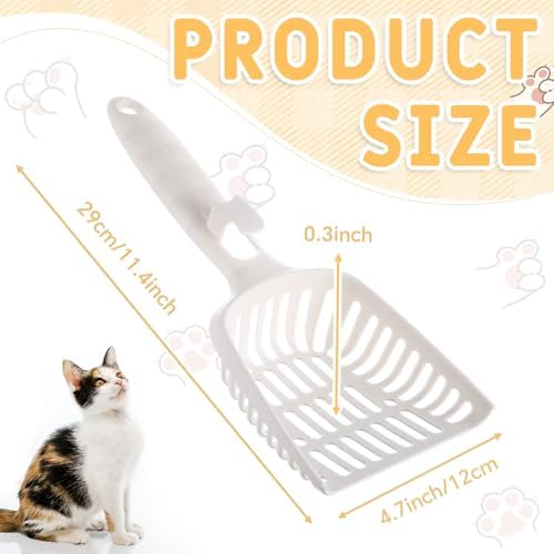 24 Pieces Cat Litter Scoop Bulk Plastic Long Handle White - Image 2