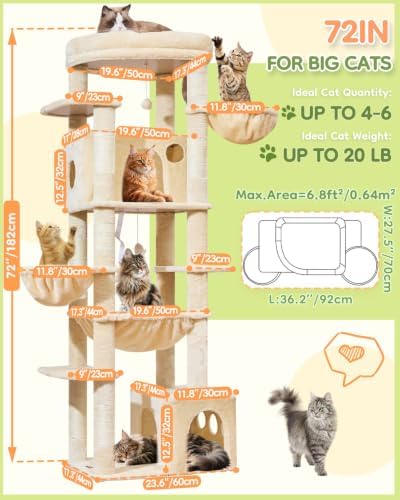 Taoqimiao 72 in Cat Tree, XXL Cat Tower - Image 2