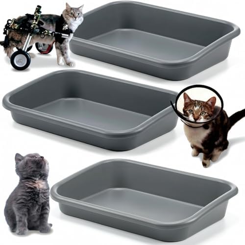 Uiifan 3Pcs Large Low Entry Cat Litter Box by Uiifan