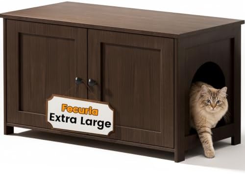 Extra Large Cat Litter Box Enclosure Furniture Dog Proof, Hidden Kitty Washroom by Fecuria
