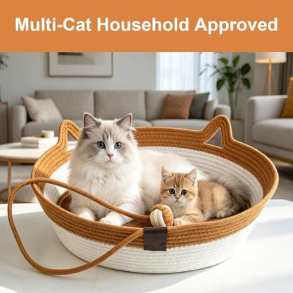 2-in-1 Cat Bed with Scratch Pad, Cotton Rope Woven, Removable Breathable - Image 7