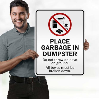 Place Garbage Inside Dumpster Do Not Throw Or Leave On Ground All Boxes - Image 2