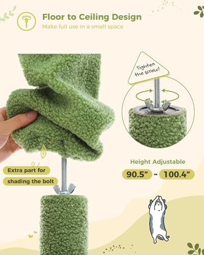 PEQULTI Floor to Ceiling Cat Tree Tower, Height Adjustable 230-252cm - Image 4