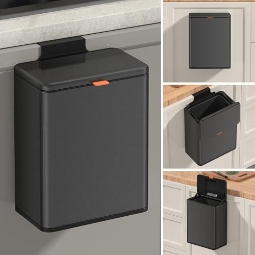 Mbillion 2.1 Gal Brushed Black Hanging Stainless Steel Compost Bin - Image 2