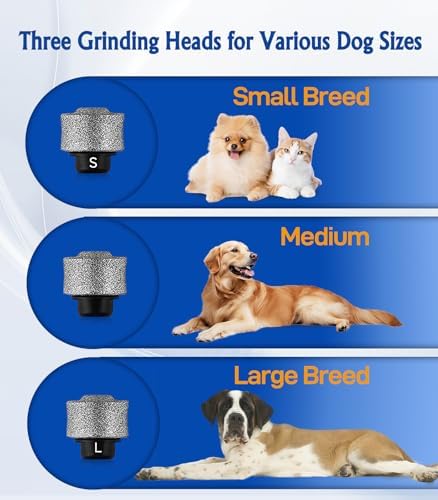 Petsaunter Dog Nail Grinder, 3 Grinding Heads, LED Light, Touch-Switch - Image 2