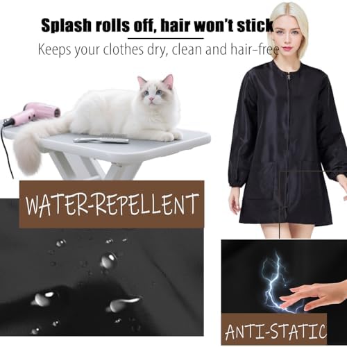 Dog Grooming Smock Long Sleeves Water-Repellent Hair-Proof - Image 3