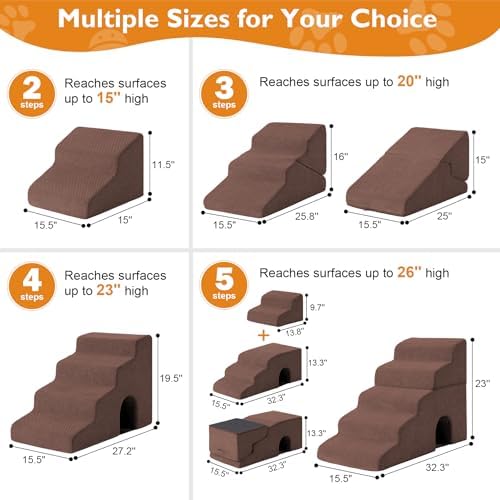 Ahpmeoa Dog Stairs for Small Dogs 16’’ H, 3-Step Dog Steps for Bed - Image 3