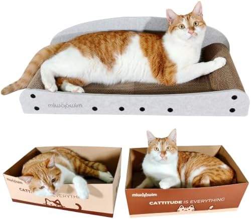 miwoowim 26" Large Cardboard Cat Scratcher Couch & Box Set by miwooim
