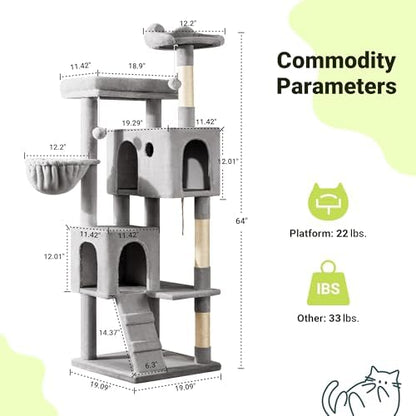 Allewie 64 Inches Multi-Level Cat Tree Tower - Image 6