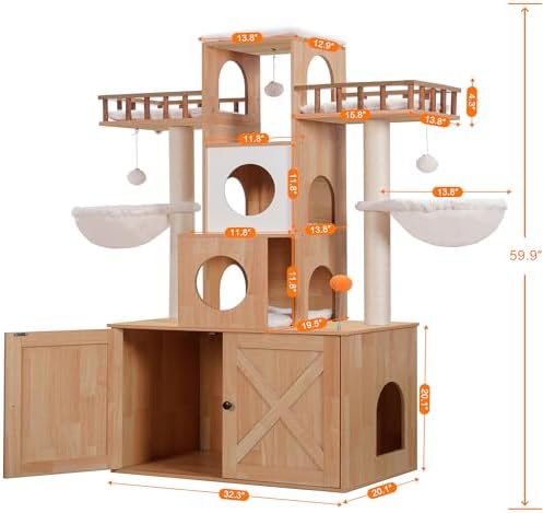 Heybly Cat Tree with Litter Box Enclosure - Image 3