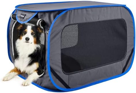 Large Pop Up Kennel, Collapsible Travel Pet Crate, Indoor and Outdoor Portable by PETEASE