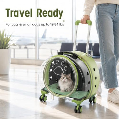 Clear Rolling Pet Carrier, Breathable Cat Carrier - Image 3