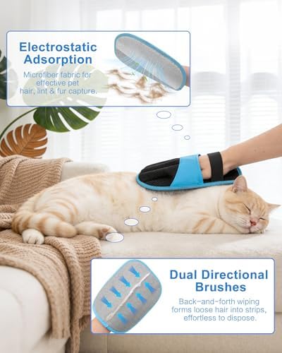 2 Pack Pet Hair Removal Glove, Five-Finger Tool - Image 2
