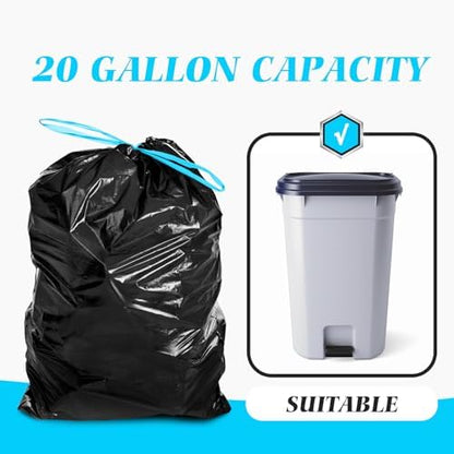 Teivio 20 Gallon 26 Counts Large Drawstring Trash Bags Strong Tall Kitchen - Image 4