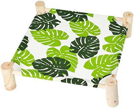 Patas Lague Cat Hammock Bed Small Eleveted Dog Bed 19x19 in Monstera Leaf by PatasLague