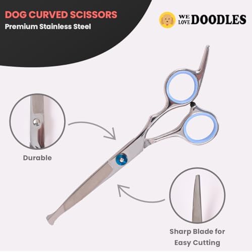 Dog Grooming Scissors Kit with Rounded Blunt Tips, Curved & Thinning Shears - Image 4