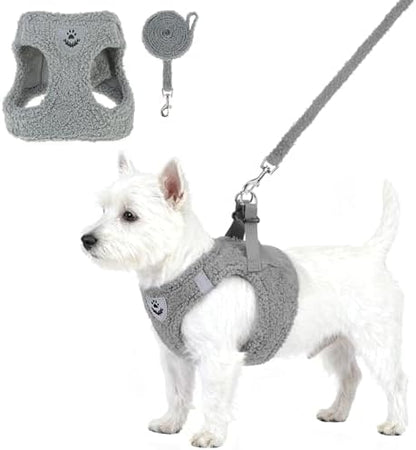 KOOLTAIL Plush Small Dog Harness and Leash Set, Warm Fleece No Pull Puppy Vest by KOOLTAIL