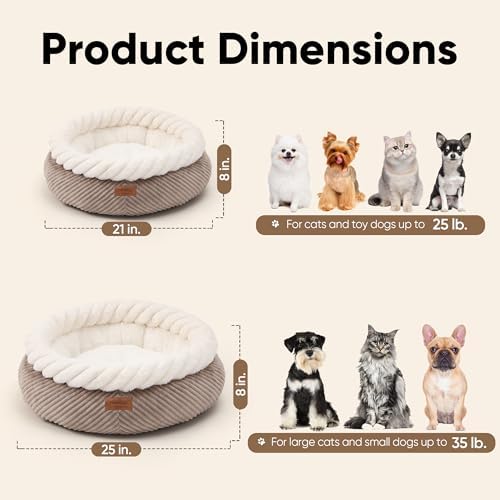 FUKUMARU Cute Cat Bed, 25in Large Round Cat Beds - Image 6