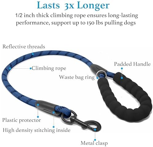 iYoShop Double Dog Leash, 360° Swivel, No Tangle, True Navy - Image 3