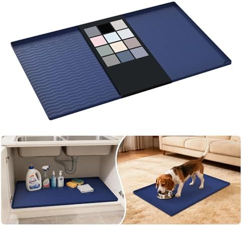 URMONA Waterproof Silicone Under Sink Mat, 34 x 22 in, Flexible Shelf Liner by URMONA