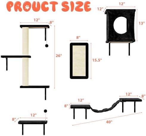 10 Pcs Cat Wall Shelves Set, Wall-Mounted Climber - Image 5