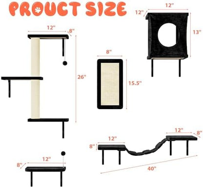 10 Pcs Cat Wall Shelves Set, Wall-Mounted Climber - Image 5