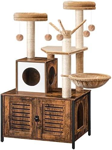 HOOBRO Cat Tree with Litter Box Enclosure, Scratching Posts, Litter Box by HOOBRO