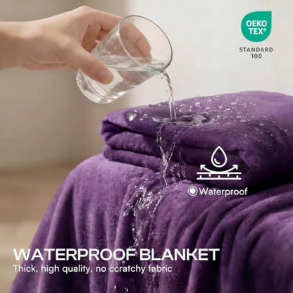 Luciphia Waterproof Pet Blanket, Washable Reversible Sherpa Fleece Throw - Image 2