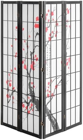 VEVOR Room Divider, 4 Panel Japanese Room Divider Screen, Wood Folding Privacy - Image 4