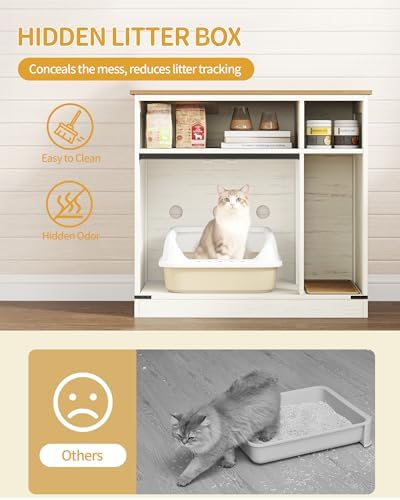 Hzuaneri Cat Litter Box Enclosure, Hidden Litter Box Furniture - Image 4