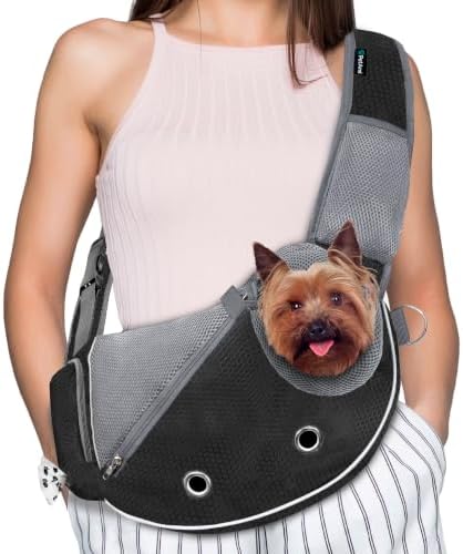 PetAmi Small Dog Sling Carrier, Puppy Cat Hands-Free Purse, 5 lb by PetAmi