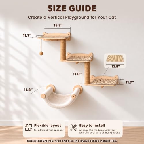 Cat Wall Shelves Wall Mounted Cat Climbing Set - Image 5