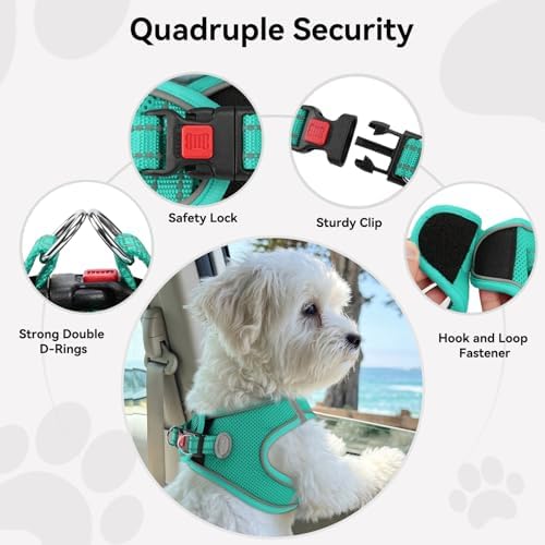 Joytale Step-in Dog Harness, Soft Breathable Mesh, Teal M - Image 6