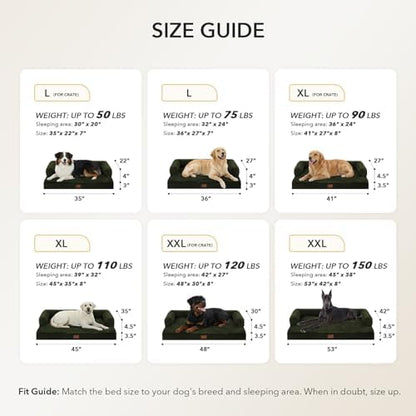 Orthopedic Dog Bed for Extra Large Dogs, Olive Green - Image 6