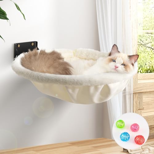 JUNSPOW Cat Hammock Wall Mounted, Foldable & Stable Cat Beds- Breathable Cats by JUNSPOW
