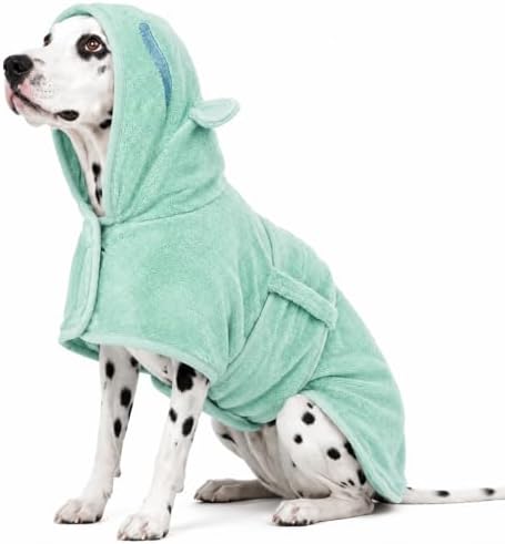 Dog Bathrobe, Fast Drying Coat, Super Absorbent Bath Towel Green M by ADNIKIA