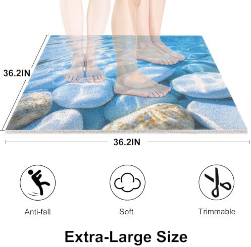 Square Shower Mat, Yonala 36 x 36 Inch Stylish Non Slip Shower Mats - Image 2