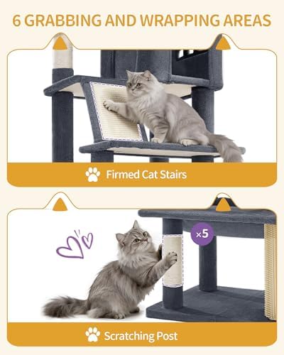 Hzuaneri Tall Cat Tree 75 Inch, Indoor Large Multi-Level Cat Tower - Image 5