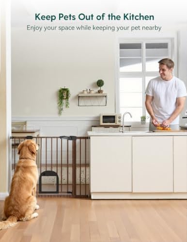 Babelio Dog Gate with Adjustable Cat Door, CatPrivilege III - Image 5