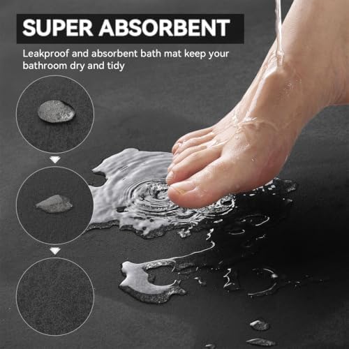 MontVoo -Bath Mat Rug-Rubber Backing Non Slip Quick Dry Absorbent Thin Bathroom - Image 3
