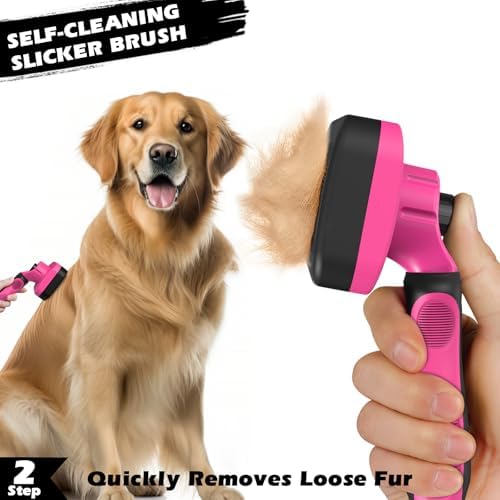 Professional 3PCS Self Cleaning Slicker Brush & Pet Grooming Rake & Flea Comb - Image 4