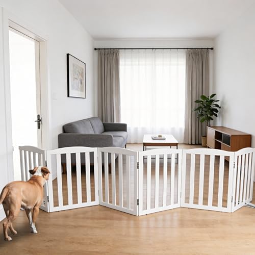 Freestanding Dog Gate Indoor, Doggie Gate Foldable Dog Gates by SFJC