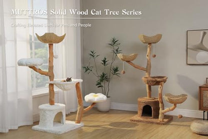 MUTTROS 59" Modern Cat Tree for Large Cats, 3 Wicker Baskets & Condo - Image 6