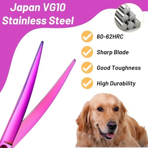 8in 30° Curved Dog Grooming Scissors, VG10 Steel Professional Pet Shears - Image 4