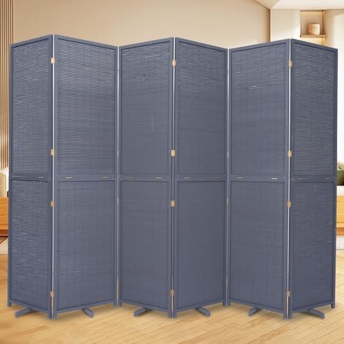 Bamboo Mesh Woven Room Divider 5.6FT, 6 Panel Folding Privacy Screen by JVVMNJLK