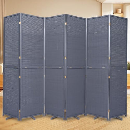 Bamboo Mesh Woven Room Divider 5.6FT, 6 Panel Folding Privacy Screen by JVVMNJLK