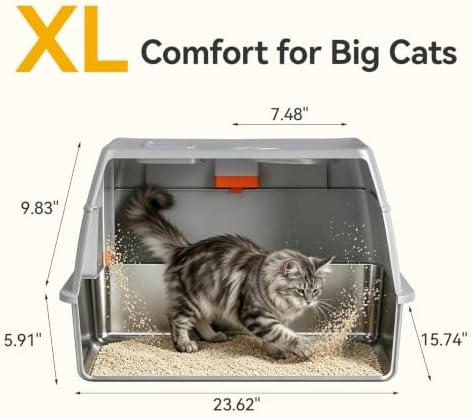 XL Enclosed Stainless Steel Litter Box - Image 2
