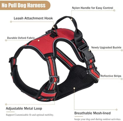 No Pull Dog Harness, Adjustable Reflective Front Clip Pet Vest - Image 2