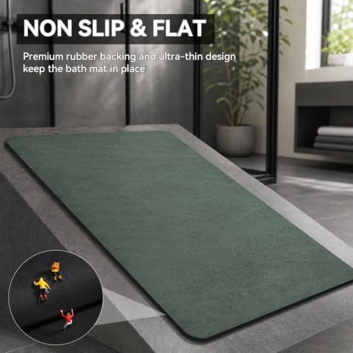 MontVoo -Bath Mat Rug-Rubber Backing Non Slip Quick Dry Absorbent Thin Bathroom - Image 5