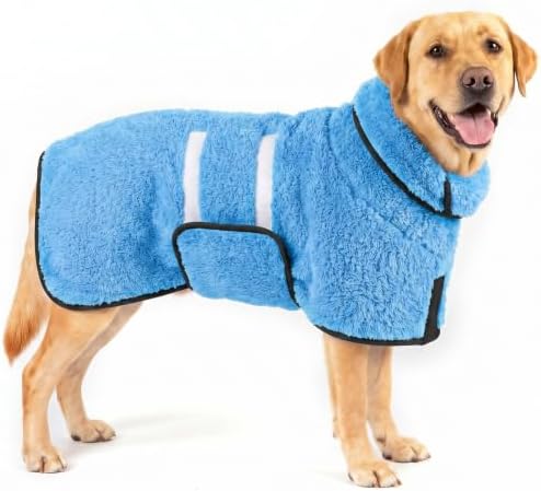 Dog Bathrobe, Super Absorbent for Small to Large Dogs, Light Blue L by Bienbee